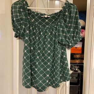 Autumn Academia Green Floral Women's Top